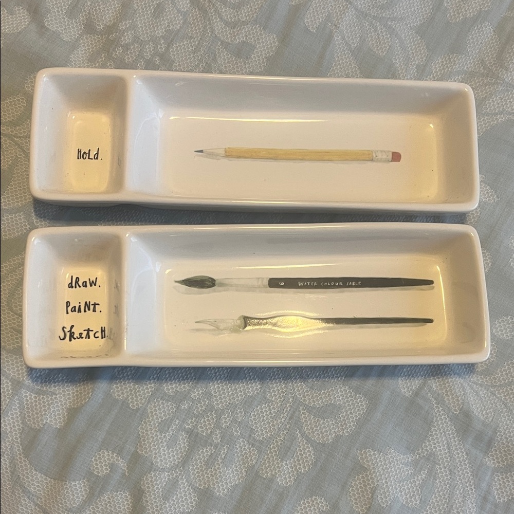Rae Dunn White Ceramic Pencil and Brush Holder